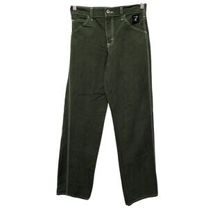 L.C. King Jeans Women Size 26x33 Green Duck Canvas Straight Leg Baggy USA